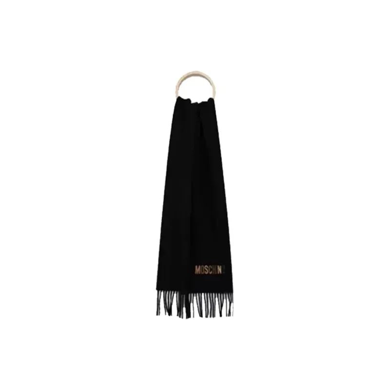 MOSCHINO Wool Knit Scarves Unisex Black-1