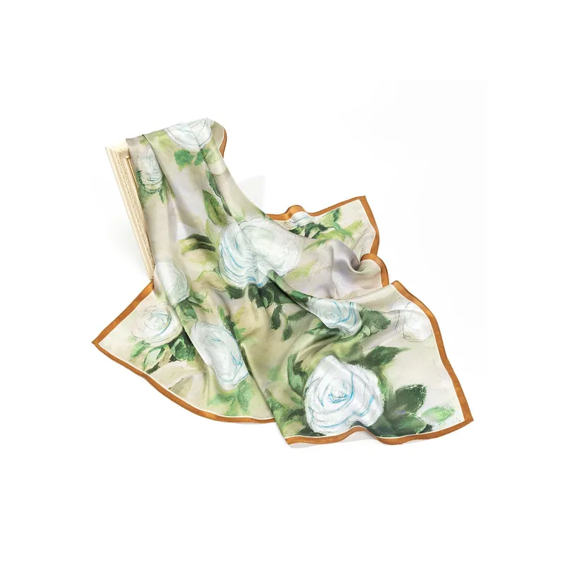 Shanghai Story 100% Mulberry Silk Silk Scarves Women's Patch Bamboo Leaf Flower Gift Box Set-90
