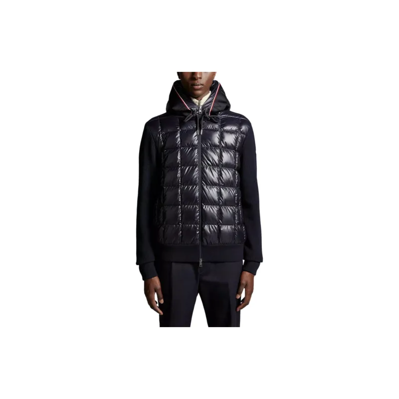 Moncler FW23 Padded Wool Hoodie Down Jacket Men's Marine Blue-1
