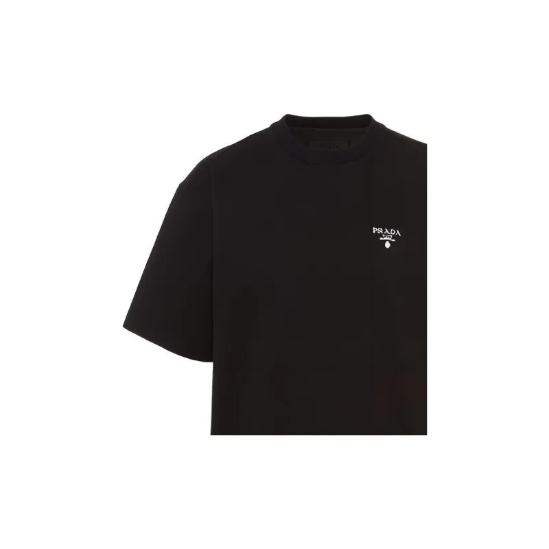 PRADA Cotton Nylon Detail Boxy Cut T-shirt-4