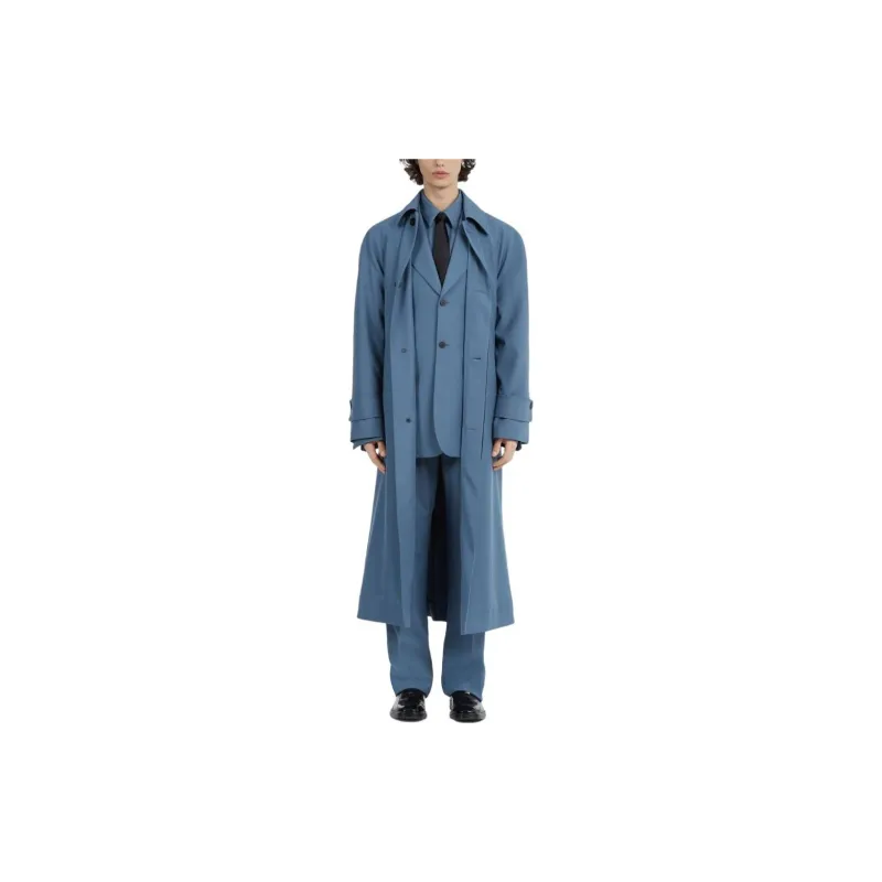 Ferragamo Trench Coats Men Blue-2