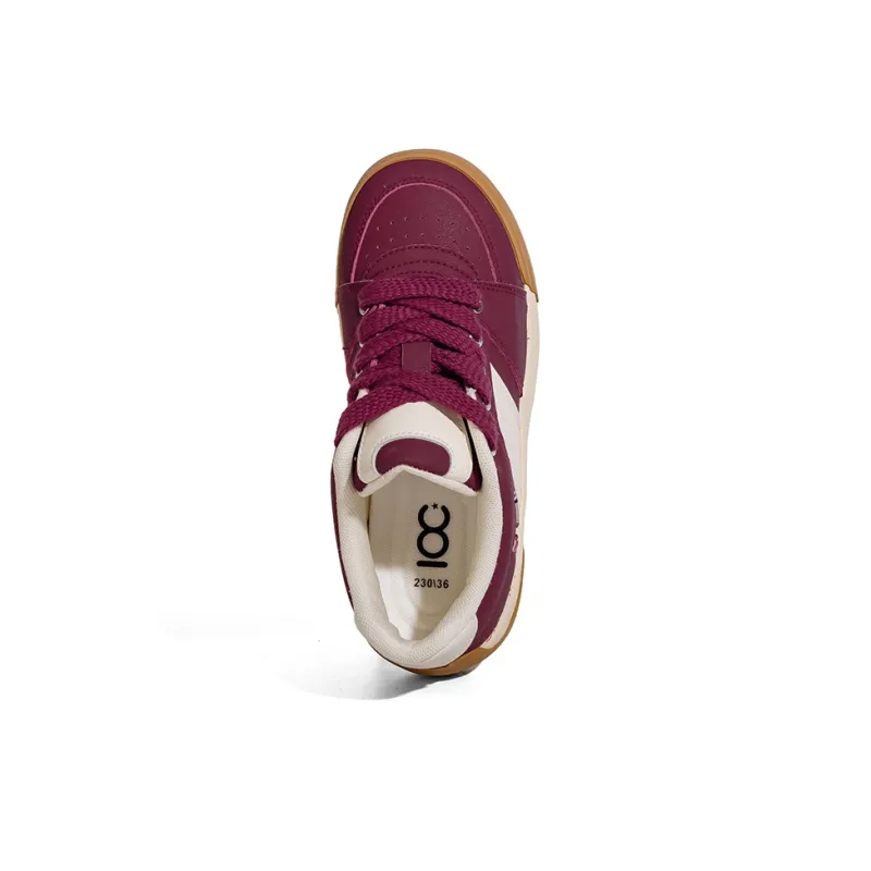 B10CROWN Anti Slip Wear Resistant Low Top Skateboard Shoes Women's Red Cherry-3