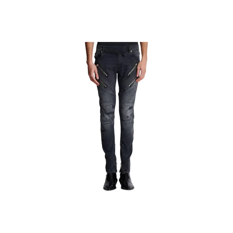 BALMAIN Panelled Distressed Skinny Jeans-2