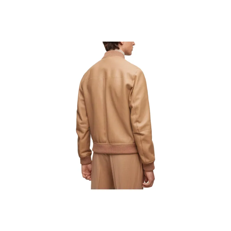 HUGO BOSS Reversible Zip-Up Jacket In Sheepskin Jackets Coats Men's Light Brown-3