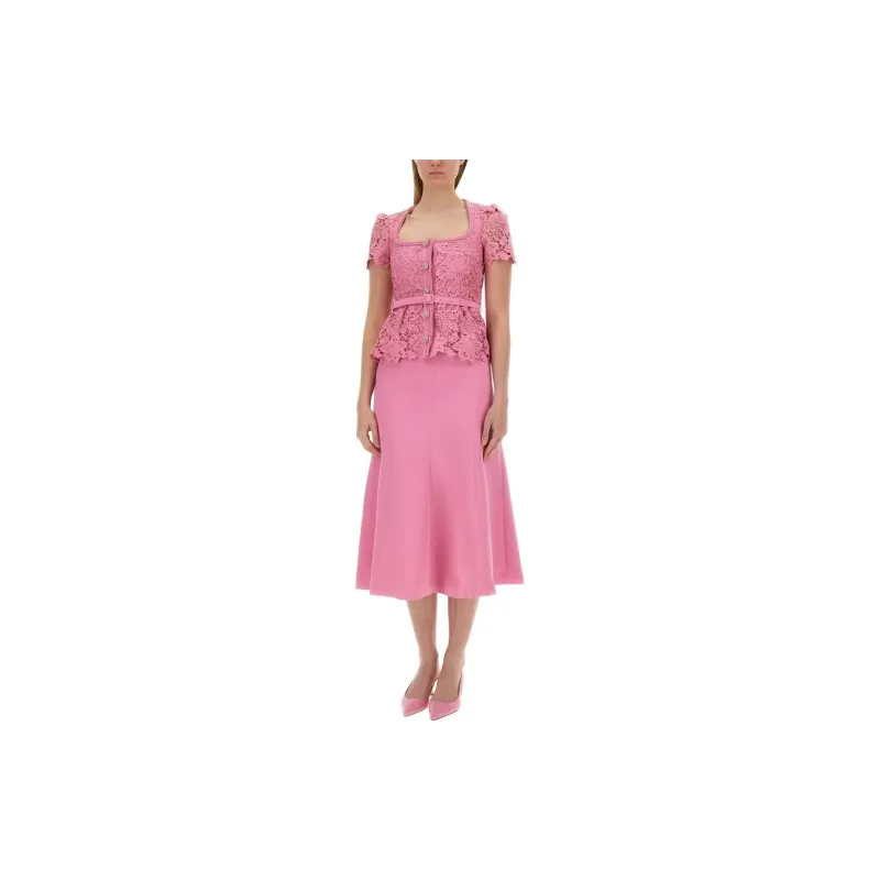 Self-portrait Floral-lace Belted Midi Dress-2