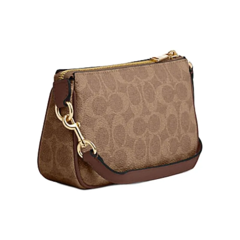 COACH Nolita Artificial Leather One Shoulder Handbag Trumpets Women's Brown Yellow & Brown-1