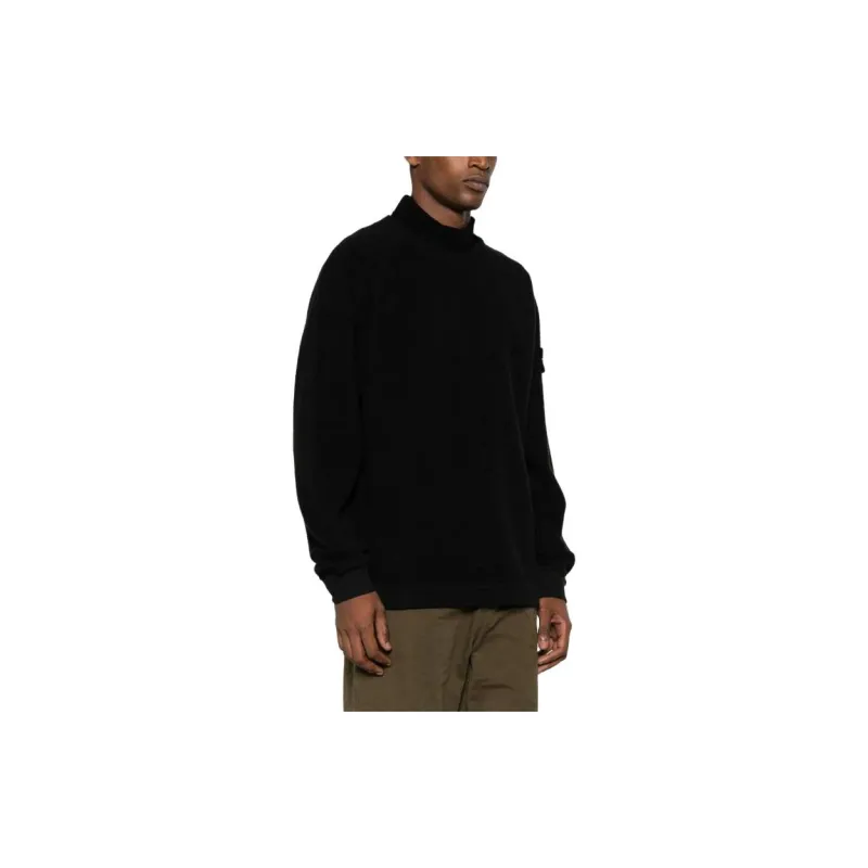 STONE ISLAND Compass Motif Mock Neck Layered Sweatshirt-4
