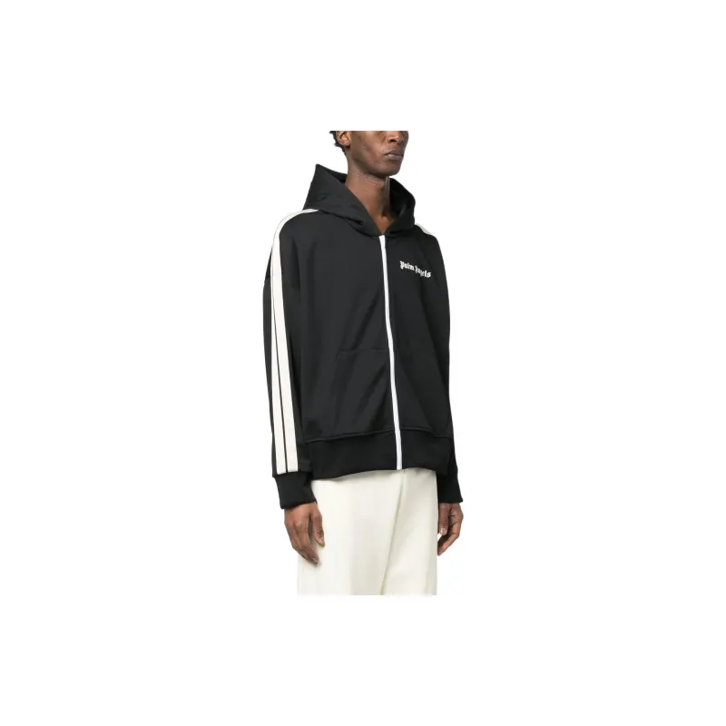 PALM ANGELS Stripe Detail Zip Up Hoodie-3
