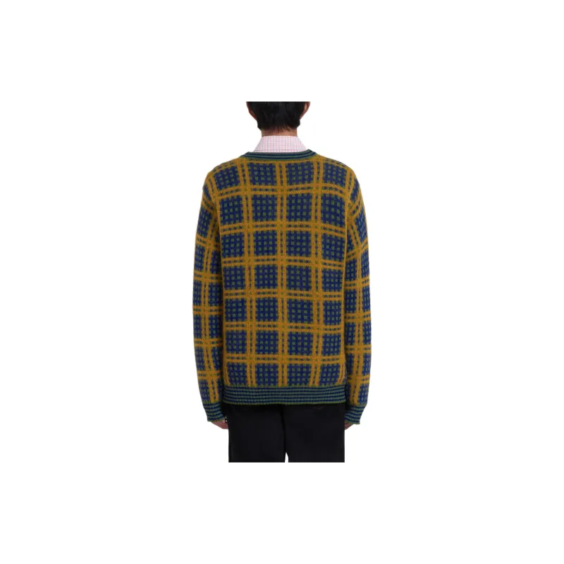 MARNI V Neck Checked Knit Jumper-2