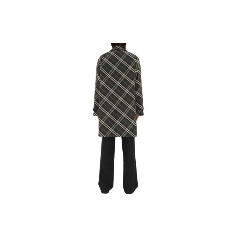 Burberry Long Sleeved Checked Trench Coat-4