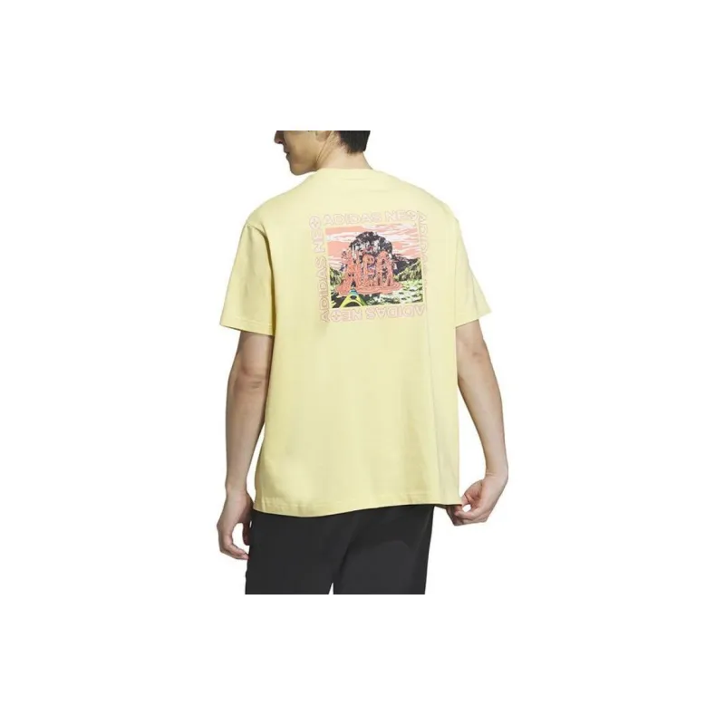 Adidas Neo Drop Shoulder Sleeve T Shirt Men's Beige Yellow-1