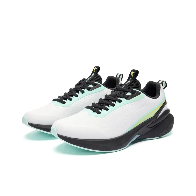 QIAODAN Cushioning Anti Slip And Wear Resistant Low Top Casual Running Shoes Men's White Black-2