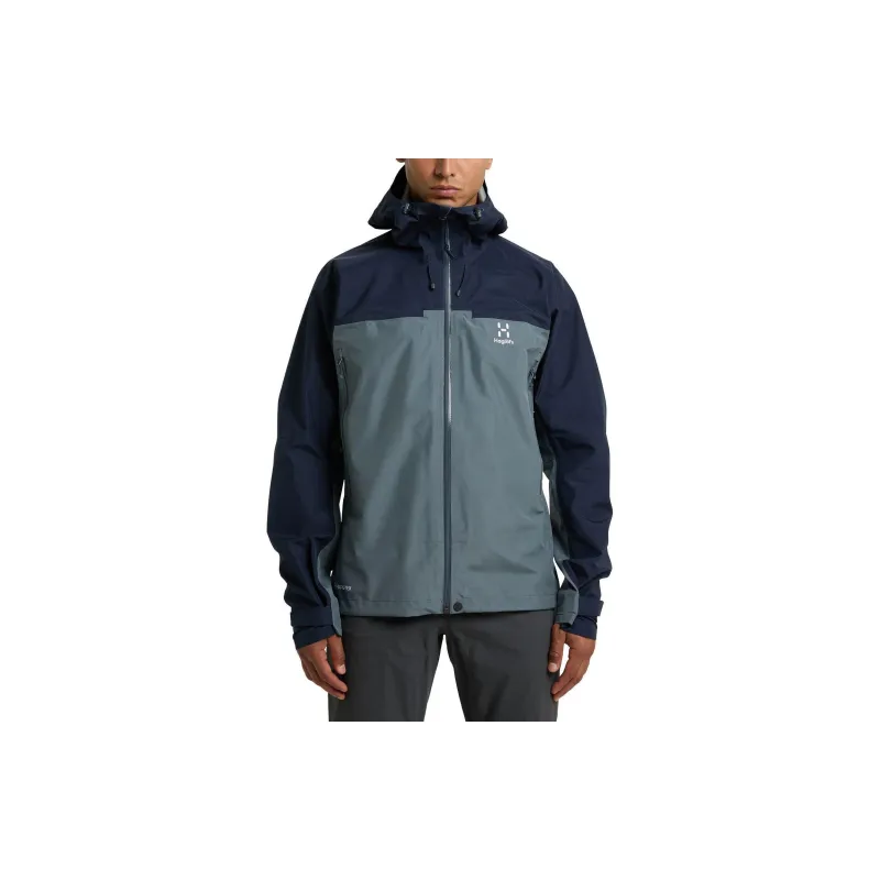 HAGLÖFS Waterproof And Windproof Windbreaker Jacket Men's Steel Blue/Taun Blue-2