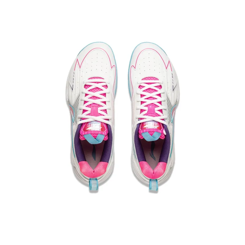 LiNing Anti-Slip Wear-Resistant Low-Top Badminton Shoes Unisex White Blue-3