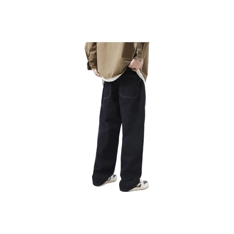 FAIRWHALE Straight Jeans Spring And Summer Men's Dark Blue-7