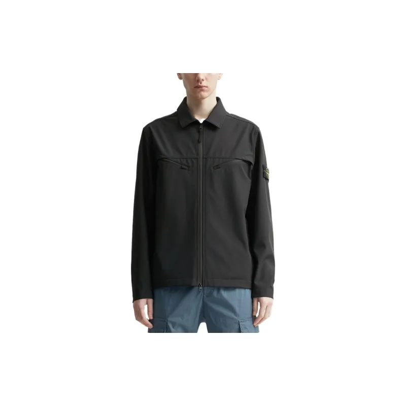 STONE ISLAND LIGHT SOFT SHELL R SERIES SOFT SHELL Jackets Coats Men's Black-2