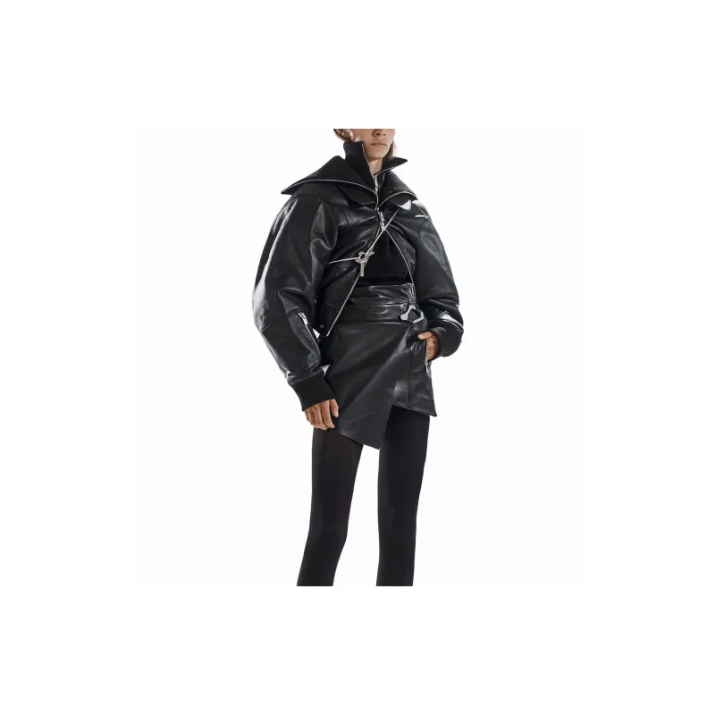 HELIOT EMIL Leather Jacket Unisex Black-3