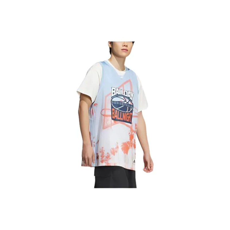 Adidas SS24 Basketball Jerseys Men's Pink Blue-3