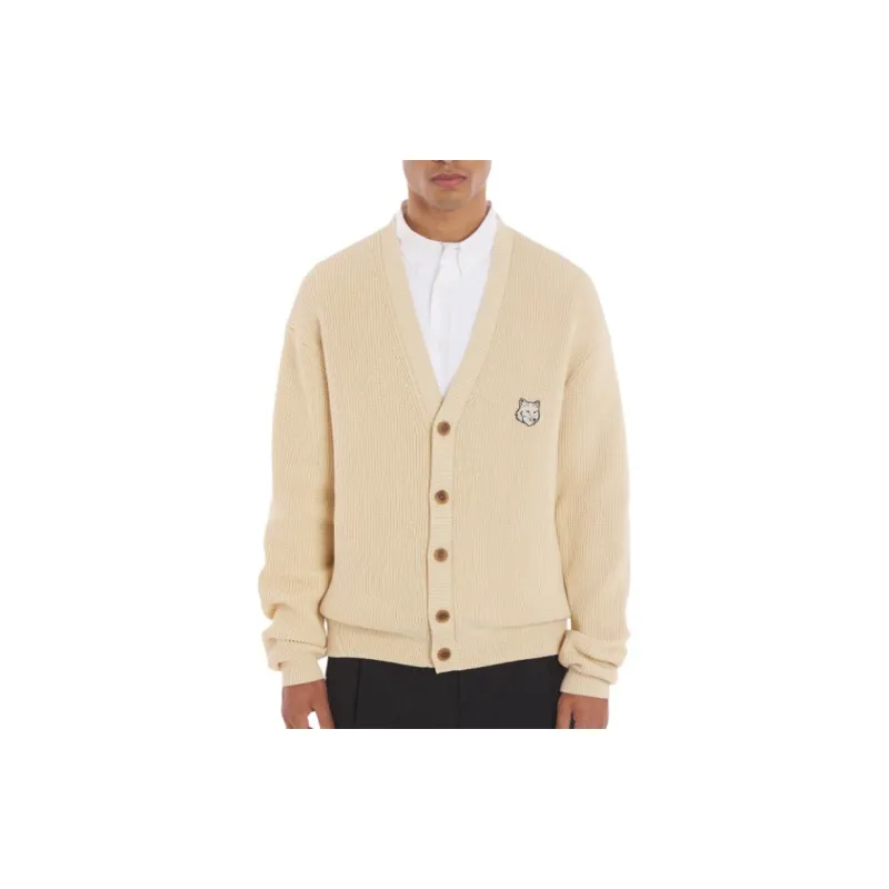 Maison Kitsune Fox Head Embroidered Knitted Cardigan-3