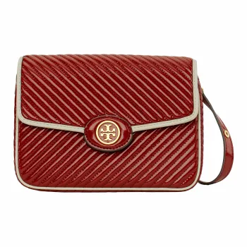 TORY BURCH Robinson Cow Split Leather Messenger Bag, Handbag, Shoulder Bag Regular Women's Red