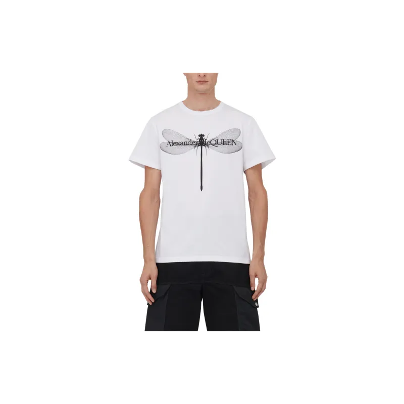 Alexander McQueen Dragon Fly Printed Crewneck T Shirt-4