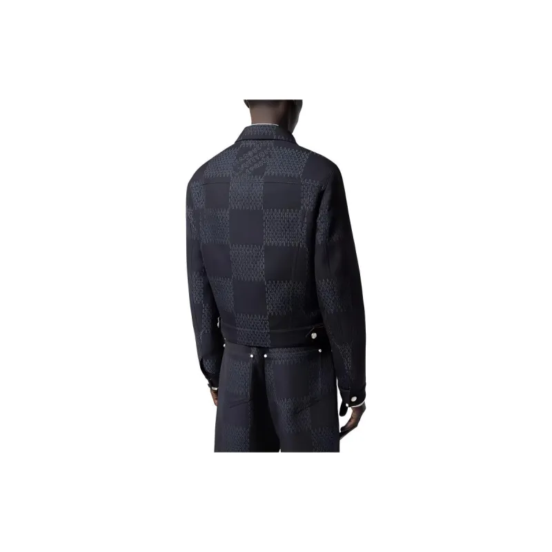 LOUIS VUITTON Damier Tailored Wool Trucker Jacket-4