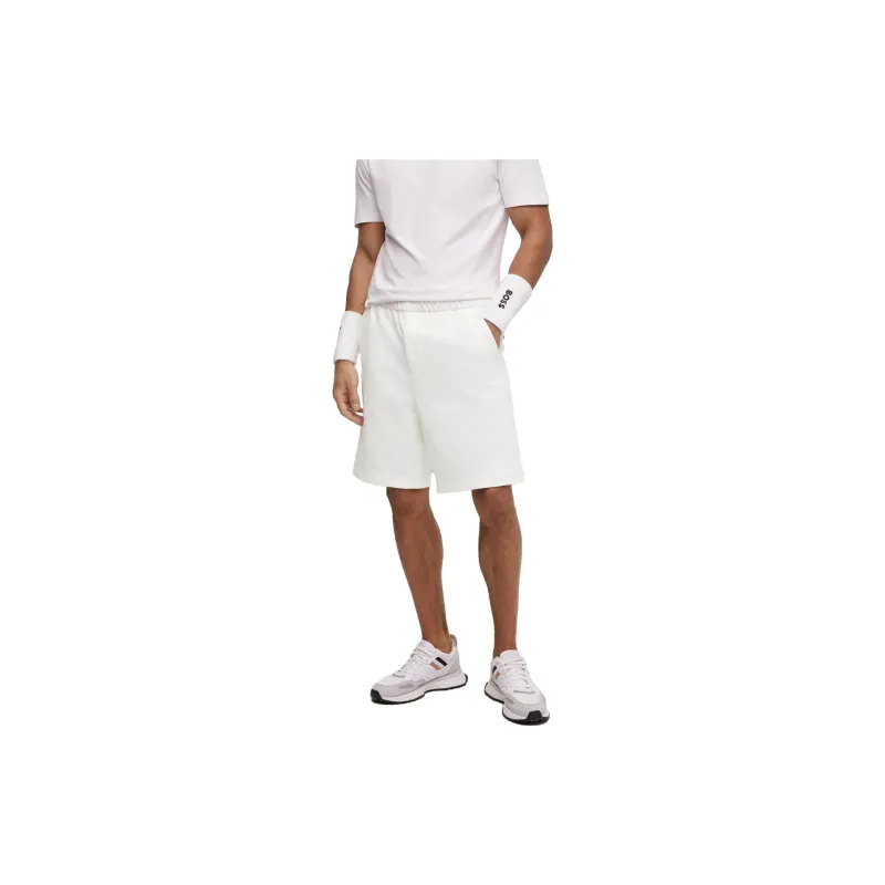 HUGO BOSS x MATTEO Berrettini Regular-Fit Shorts In A Cotton Blend Casual Shorts Men's White-1