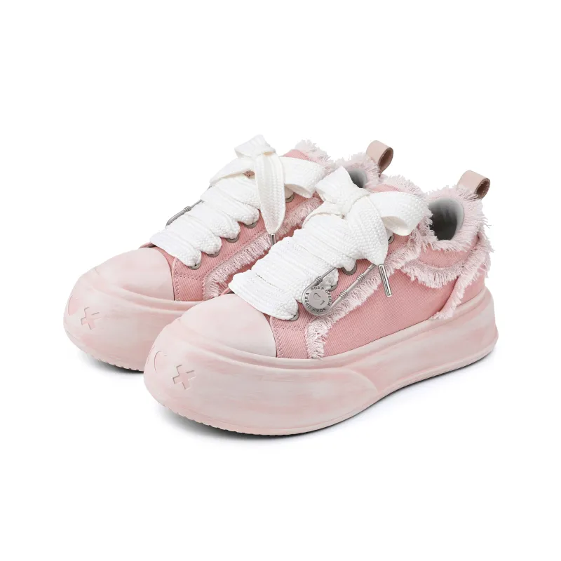 SOAP OPERA Wiping Color Series Skateboard Shoes Unisex Low Top White/Pink-2