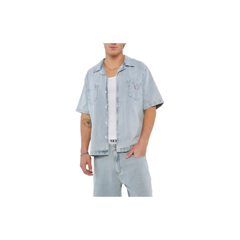 GUESS Shirts Men Light Blue-1