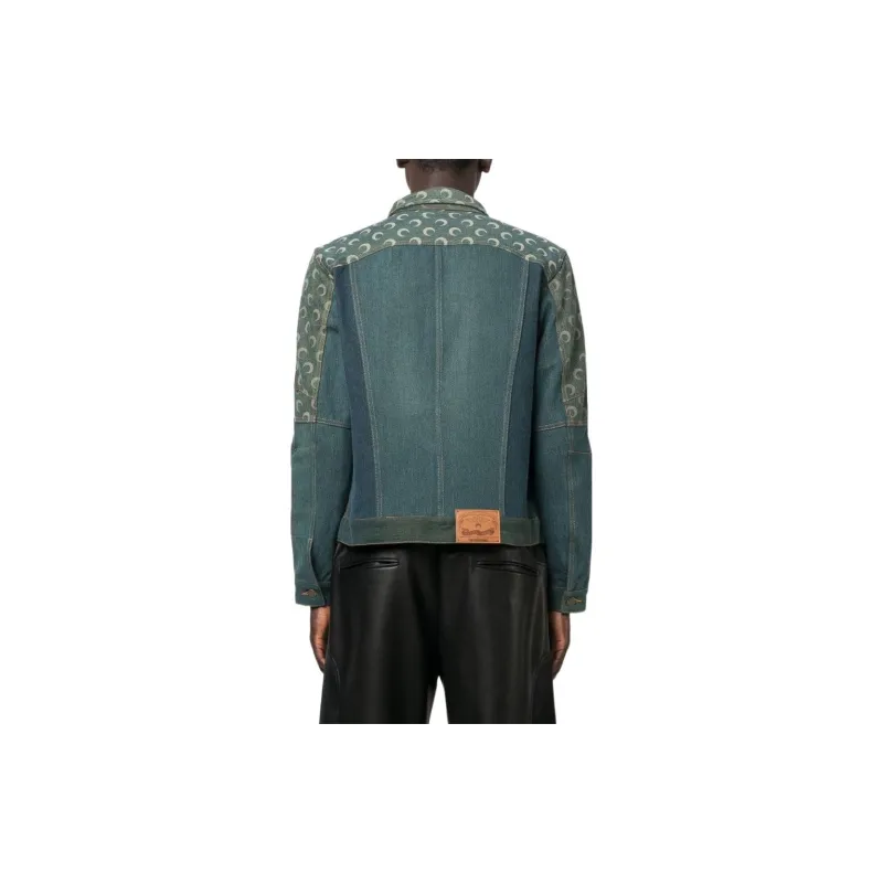 Marine Serre Logo Patch Patchwork Denim Jacket-3