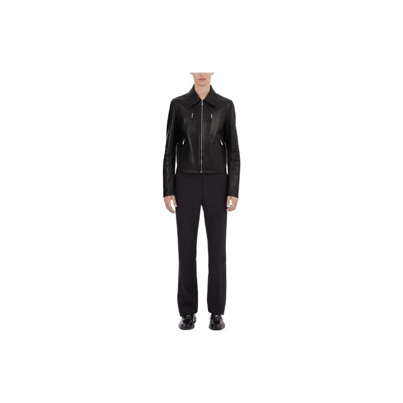 Ferragamo Leather Jackets Men Black-1