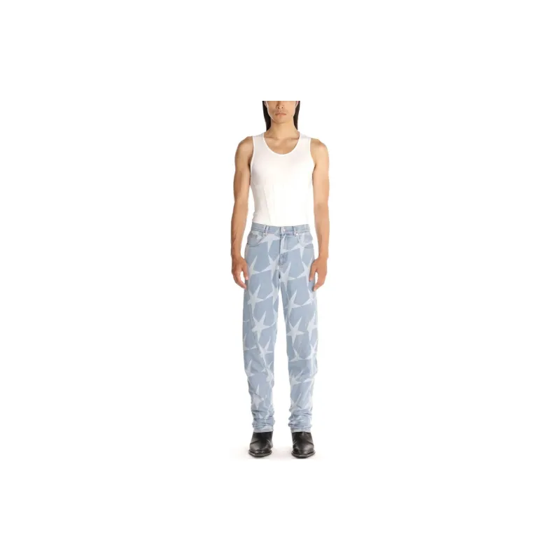 Mugler Star-print Low-rise Tapered Jeans-2