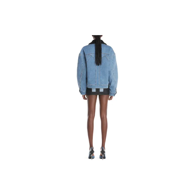 Mugler Denim Jackets Unisex Light Blue-3