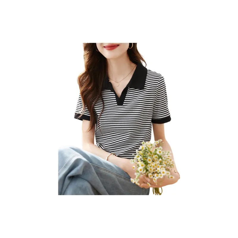 Mo Han Yi Mei T Shirt Women's Black White-3
