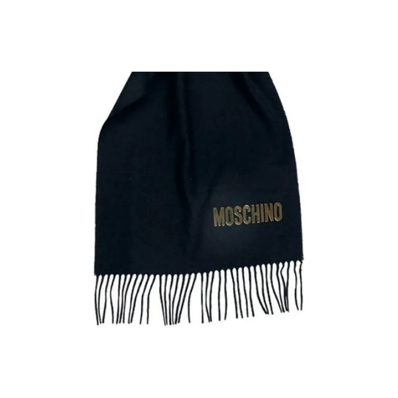 MOSCHINO Wool Knit Scarves Unisex Black-2