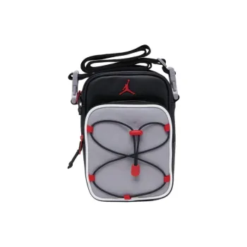 Jordan Synthetic Leather Shoulder Bag Crossbody Bag Regular Unisex Gray Black & Red