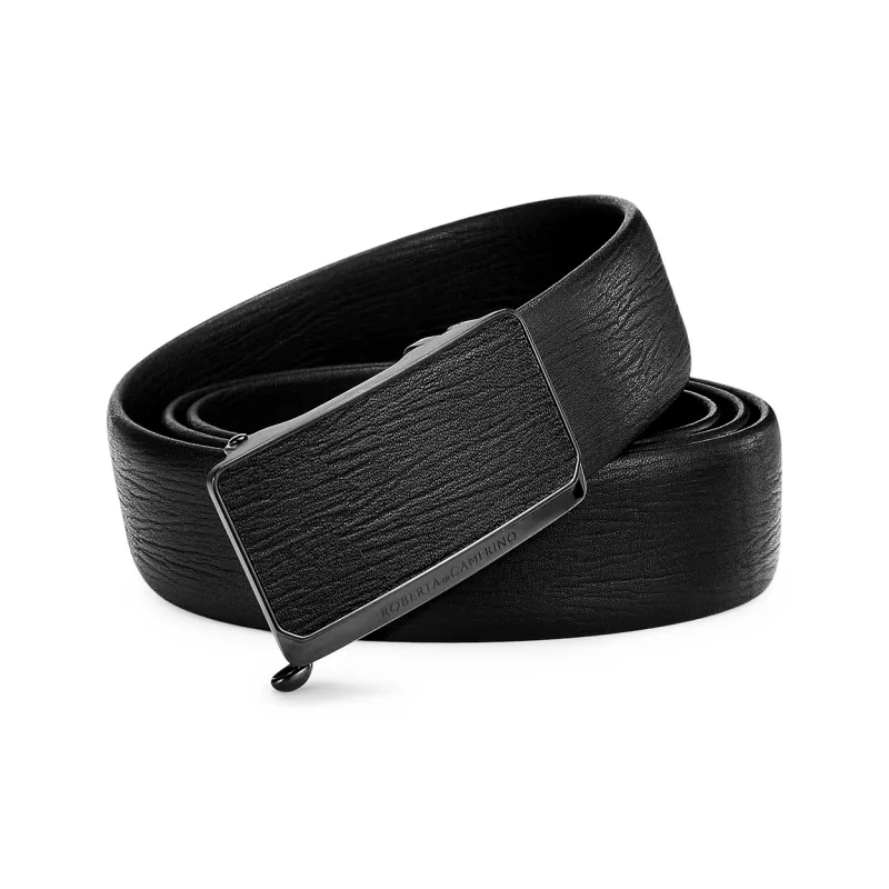 ROBERTA DI CAMERINO Cow Leather Belts Men's Black 3.45CM Writing A Greeting Card And Printing Photos-5