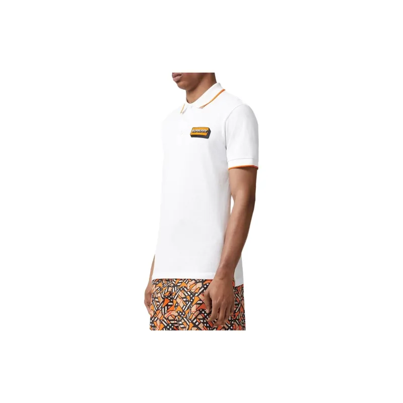 Burberry Logo Applique Cotton Pique Polo Shirt-3