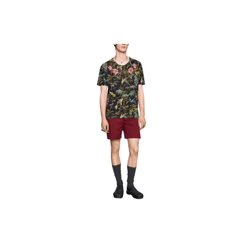 GUCCI Plant And Floral All Over Print Crew Neck Short-Sleeved T-Shirt Men's Multicolor-2