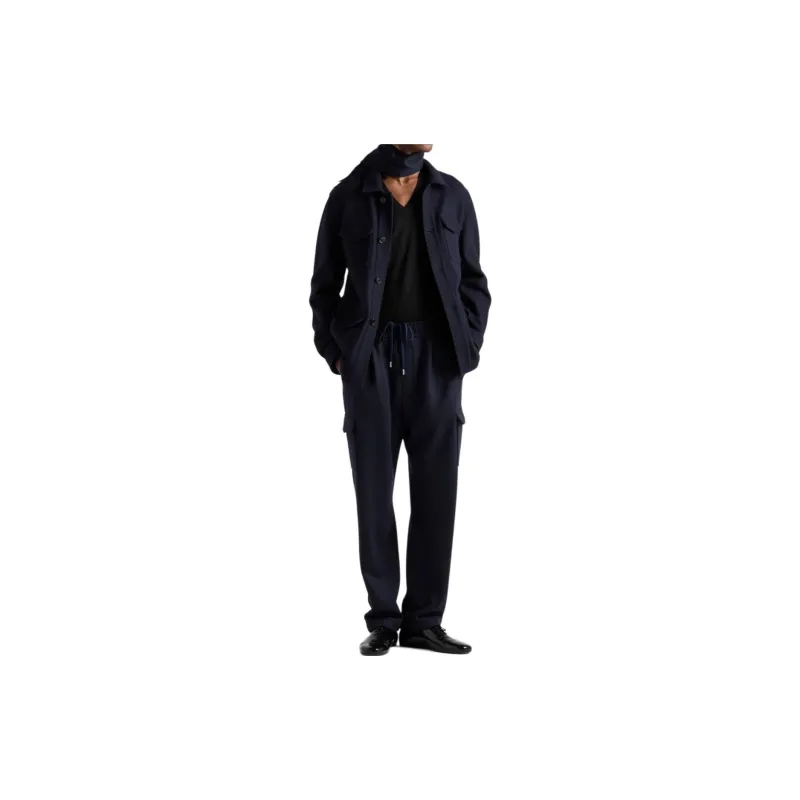 PRADA Logo Patch Tapered Leg Cargo Pants-1