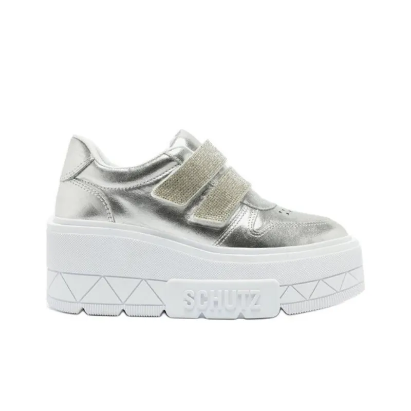 Schutz Low-Top Skateboard Shoes Women's Silver-1