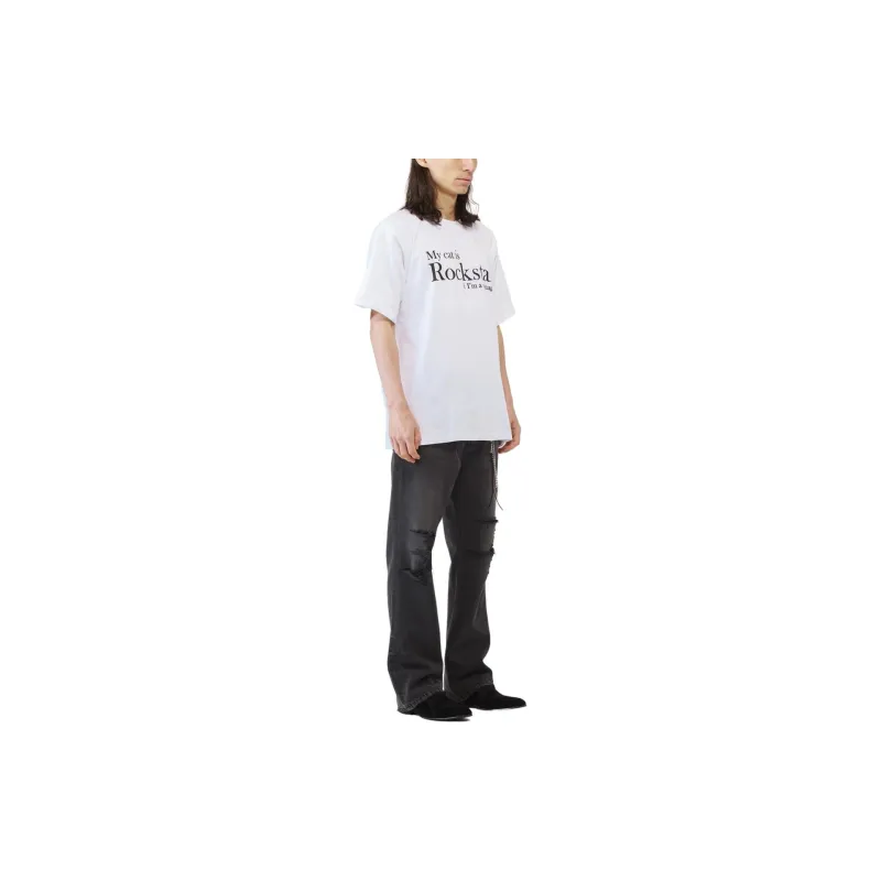 JOEGUSH My Cat Is Rockstar & I'm A Manager T-Shirt Unisex White/White-7