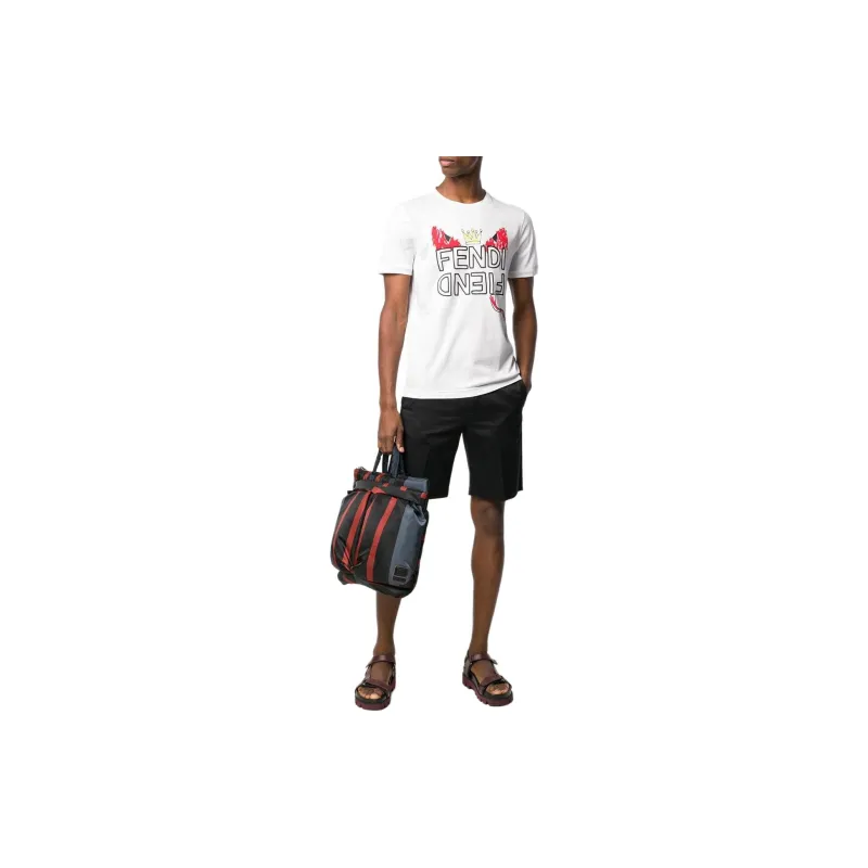 FENDI T Shirts Men White-3