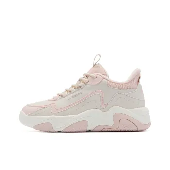 QIAODAN Height Increasing Wear Resistant Slip Resistant High Top Skateboard Shoes Women's Gray Pink