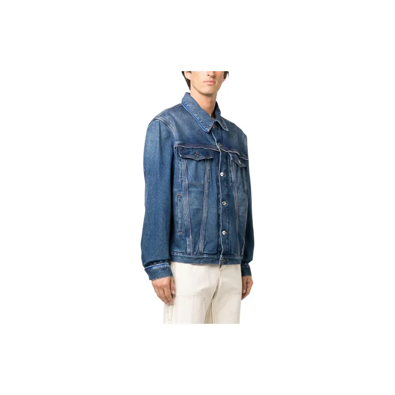OFF WHITE Buttoned Long Sleeved Denim Jacket-4