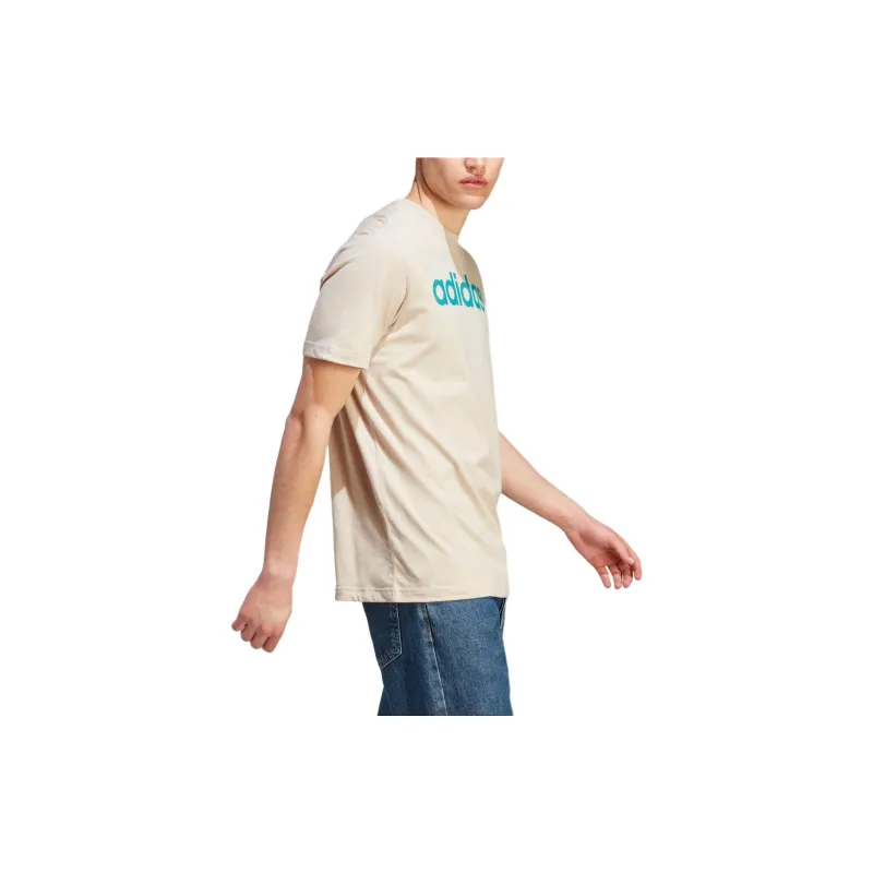 Adidas SportswearESSENTIALS SINGLE JERSEY LINEAR EMBROIDERED LOGO T-Shirt Men's Ecru-1