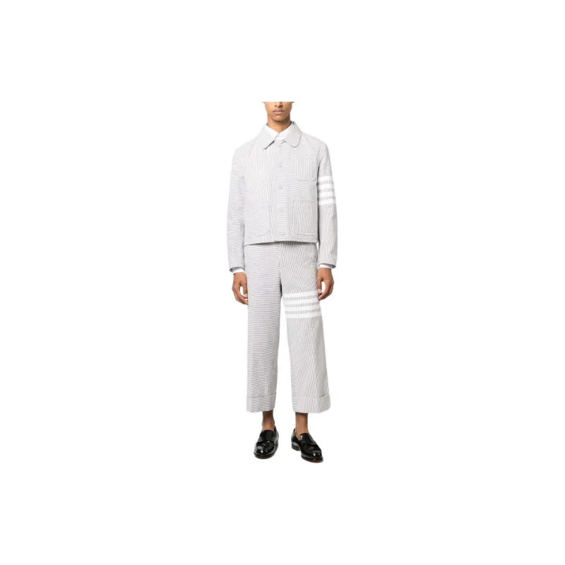 THOM BROWNE Unconstructed 4 Bar Seersucker Jacket-2