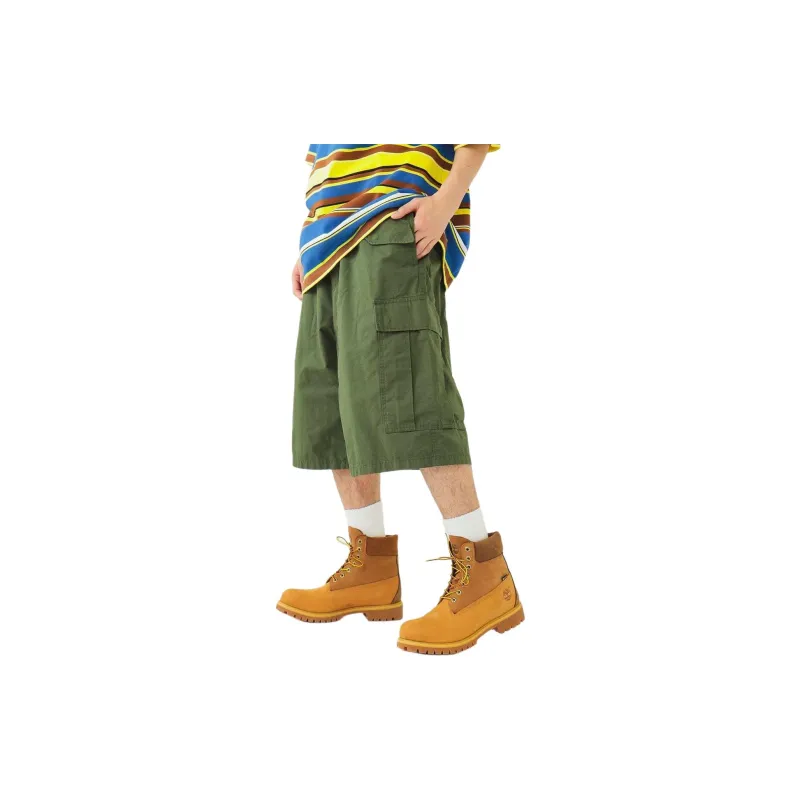 Beams Cargo Shorts Men Olive Green-2