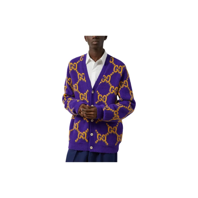 GUCCI Gg Intarsia Knit Cardigan-1