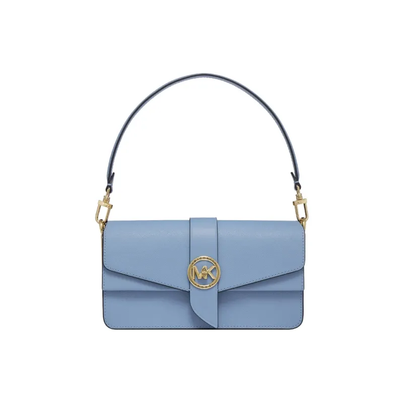 MICHAEL KORS Greenwich Split Cow Leather Shoulder Bag Women's Light Blue-0